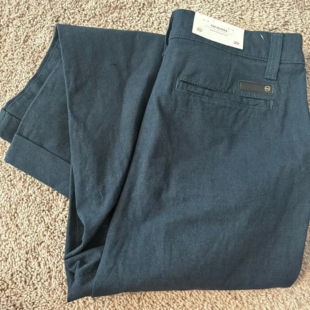 NWT AG The Rutger Relaxed Pleated Navy Blue Pants Size 29